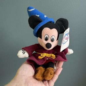 Vintage 90s Sorcerer Mickey Mouse Fantasia Walt Disney Plush 7" Mini Bean Bag T2